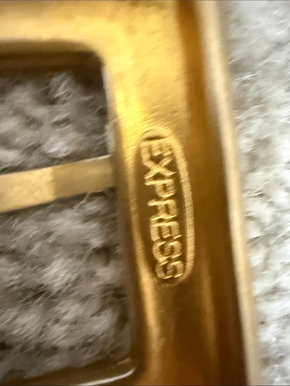 Express Black Leather Belt with Embossed Gold Buckle